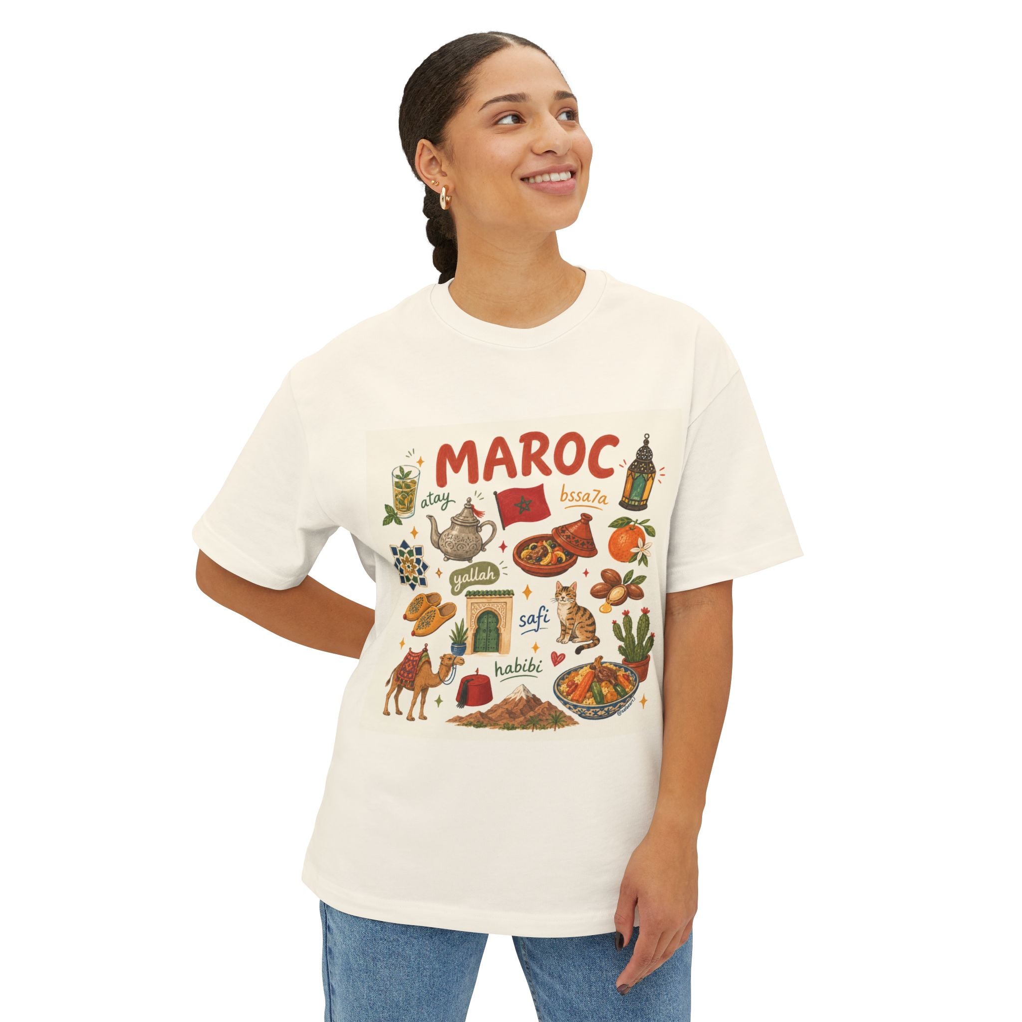 Cute Moroccan Souvenir T-shirt - Unisex Oversized Boxy Tee
