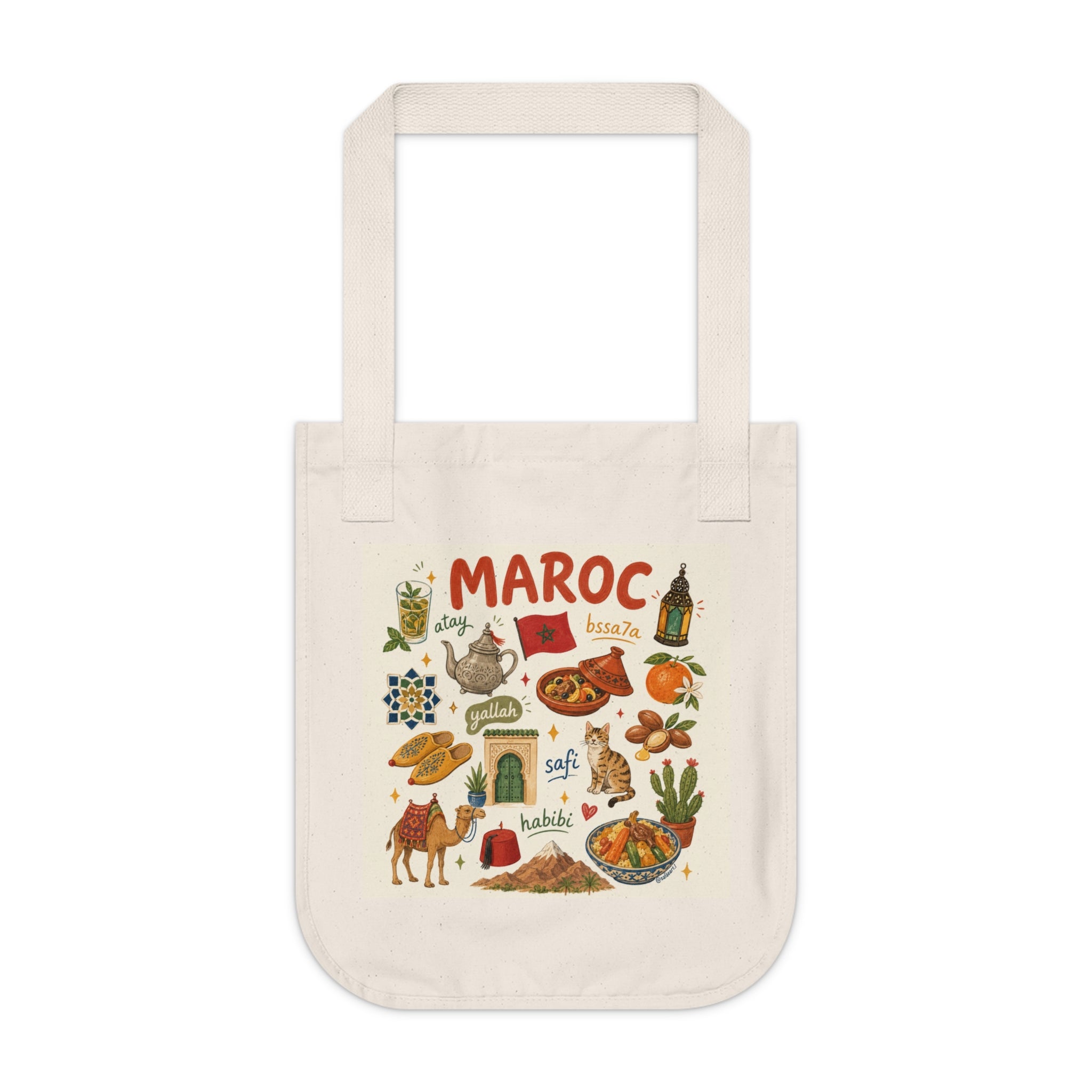 Cute Moroccan Souvenir Tote Bag _ Organic Canvas Tote Bag