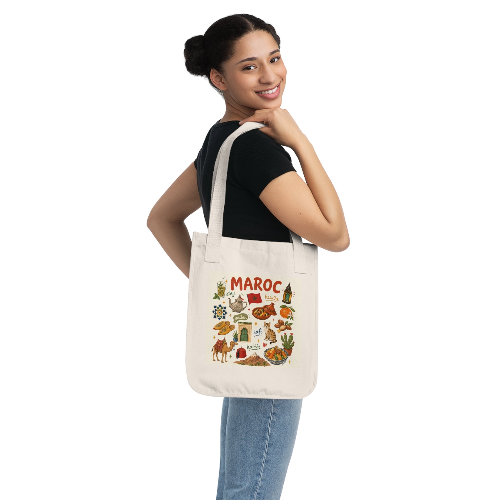Cute Moroccan Souvenir Tote Bag _ Organic Canvas Tote Bag